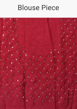 Chilli Pepper Red Embroidered Saree In Dola Silk