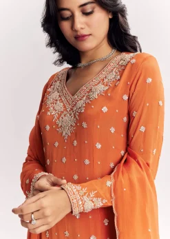 Chinon Cutdana Sequin Threadwork Kurta Palazzo Suit