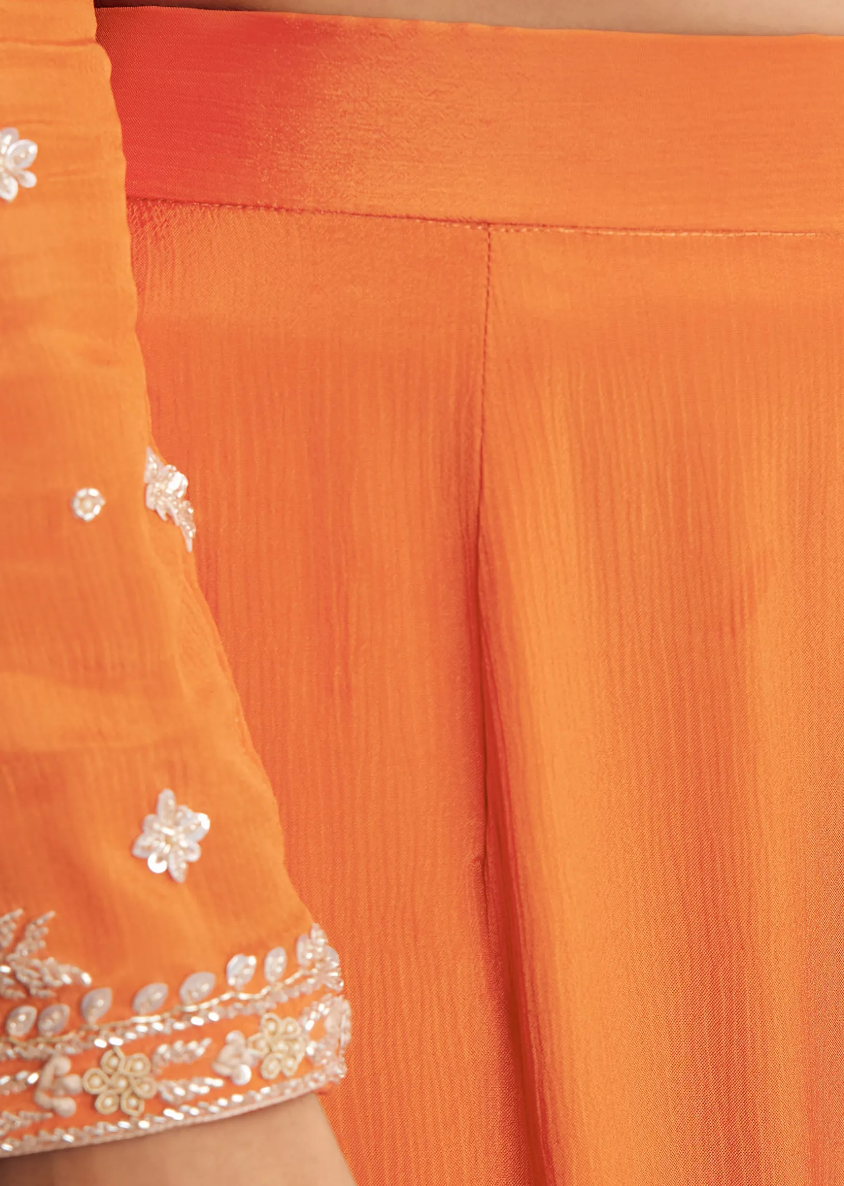 Chinon Cutdana Sequin Threadwork Kurta Palazzo Suit