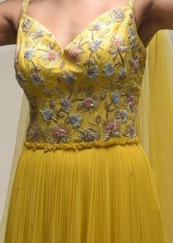 Citrus Indowestern Tiered suit In Georgette With Resham And Beads Embroidered Floral Pattern