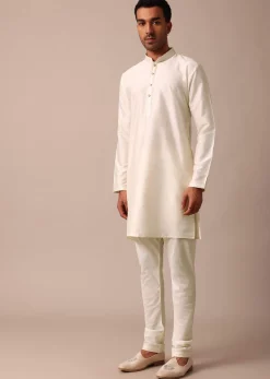 Classic Beige Banarasi Silk Sherwani Set