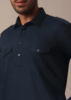 Classic Blue Pathani Kurta Set For Eid