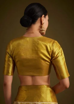Coffee Beige Kanjivaram Silk Saree With Golden Zari Border