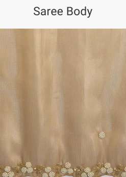 Copper Brown Organza Tissue Saree With Beaded Border