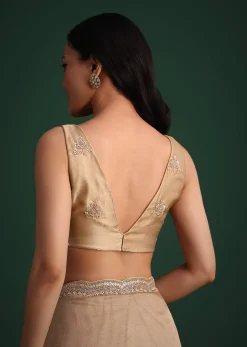 Copper Tissue Saree With Cutdana And Stone Embroidery