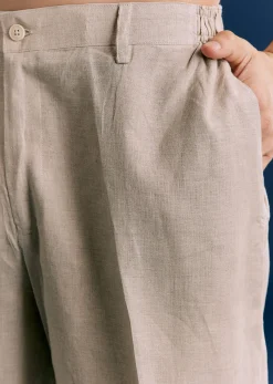 Cream Linen Kurta Set With Embroidery