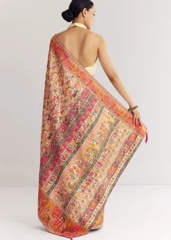 Cream Saree With Traditional Woven Elements