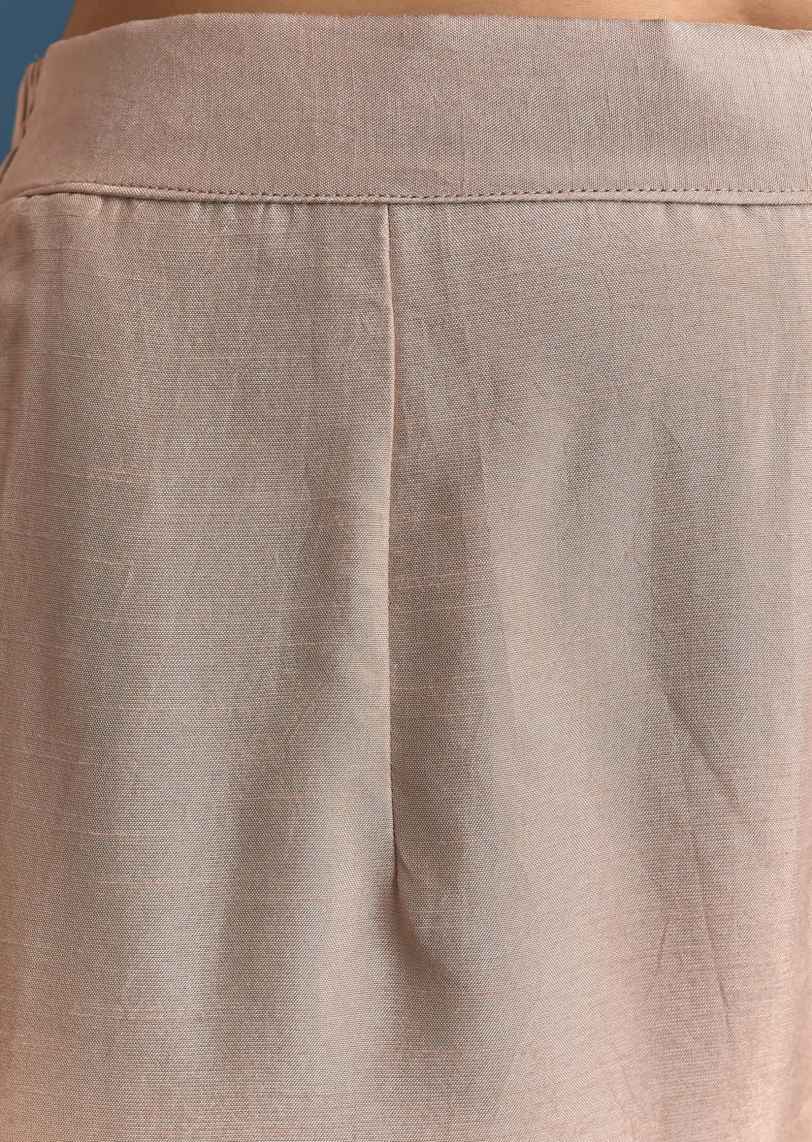 Cream Silk Kurta Palazzo Set With Cut Dana Work