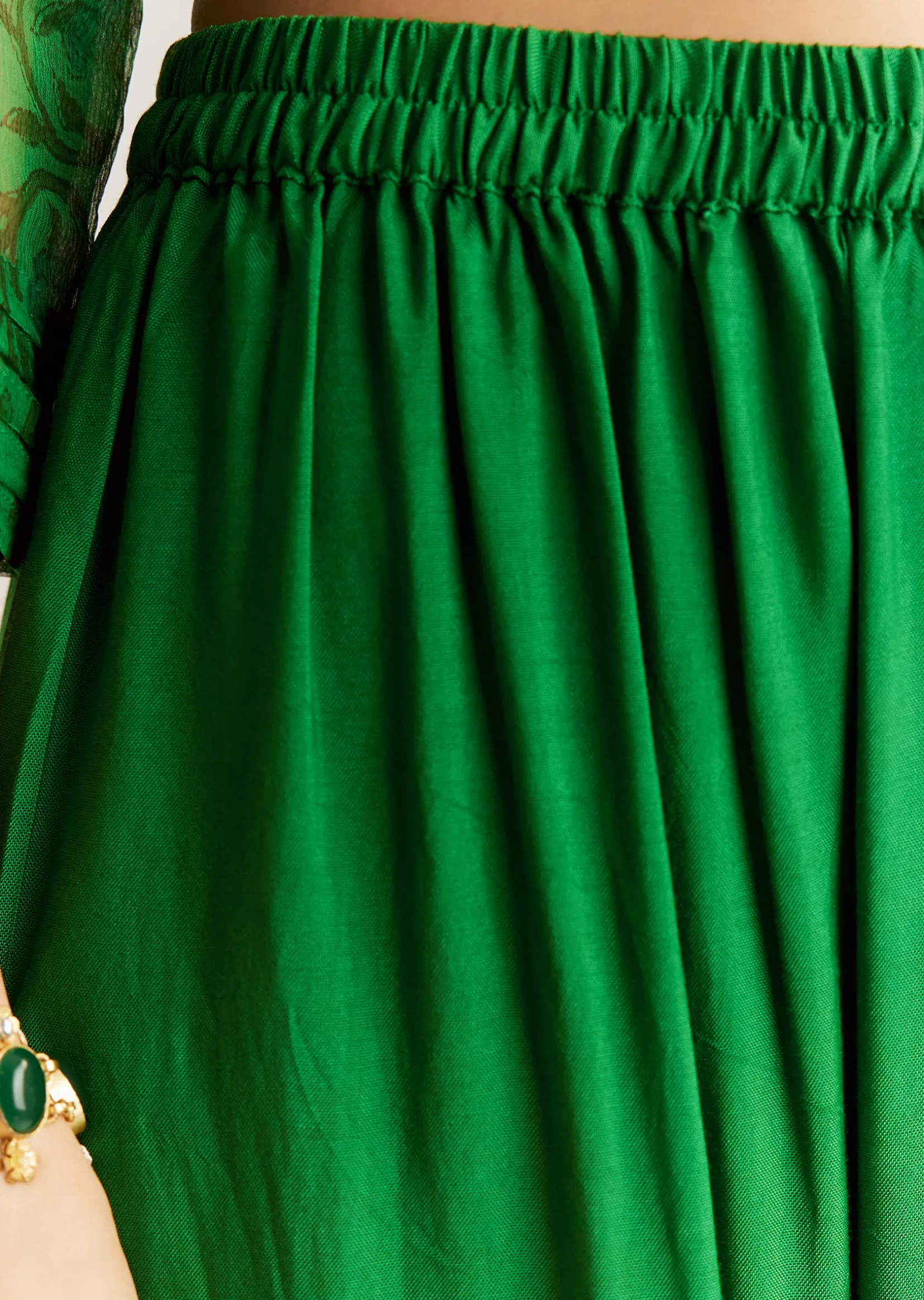 Dark Green Chiffon Angrakha Anarkali With Floral And Sequin Yoke