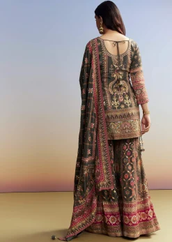 Dark Green Printed Sharara Set