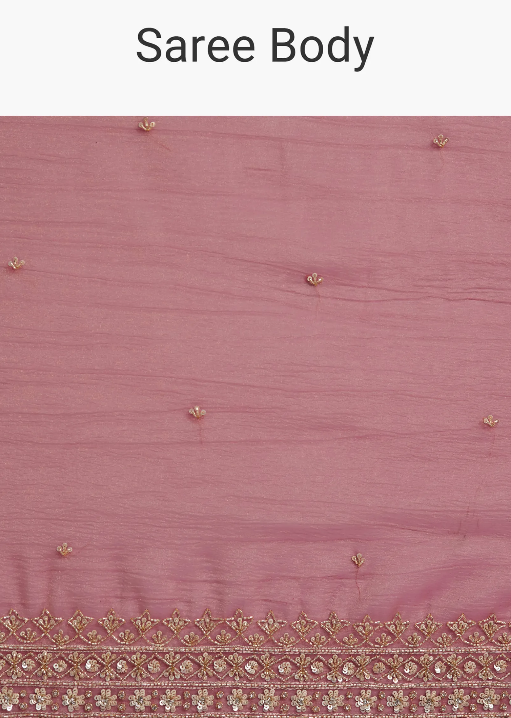 Dark Peach Crushed Tissue Saree With Cutdana And Sequins Border