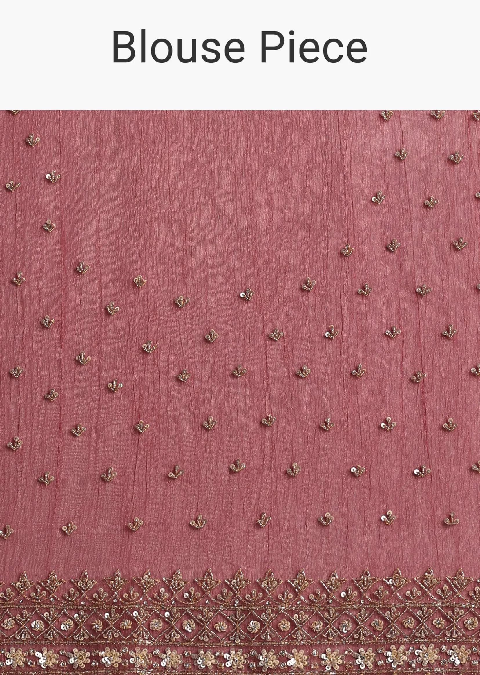 Dark Peach Crushed Tissue Saree With Cutdana And Sequins Border