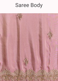 Dark Peach Tissue Saree With Gota Patti Embroidery