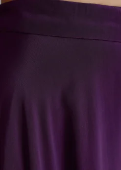 Dark Plum Purple Crepe Croptop Palazzo Suit With Cutdana Sequin Embroidery