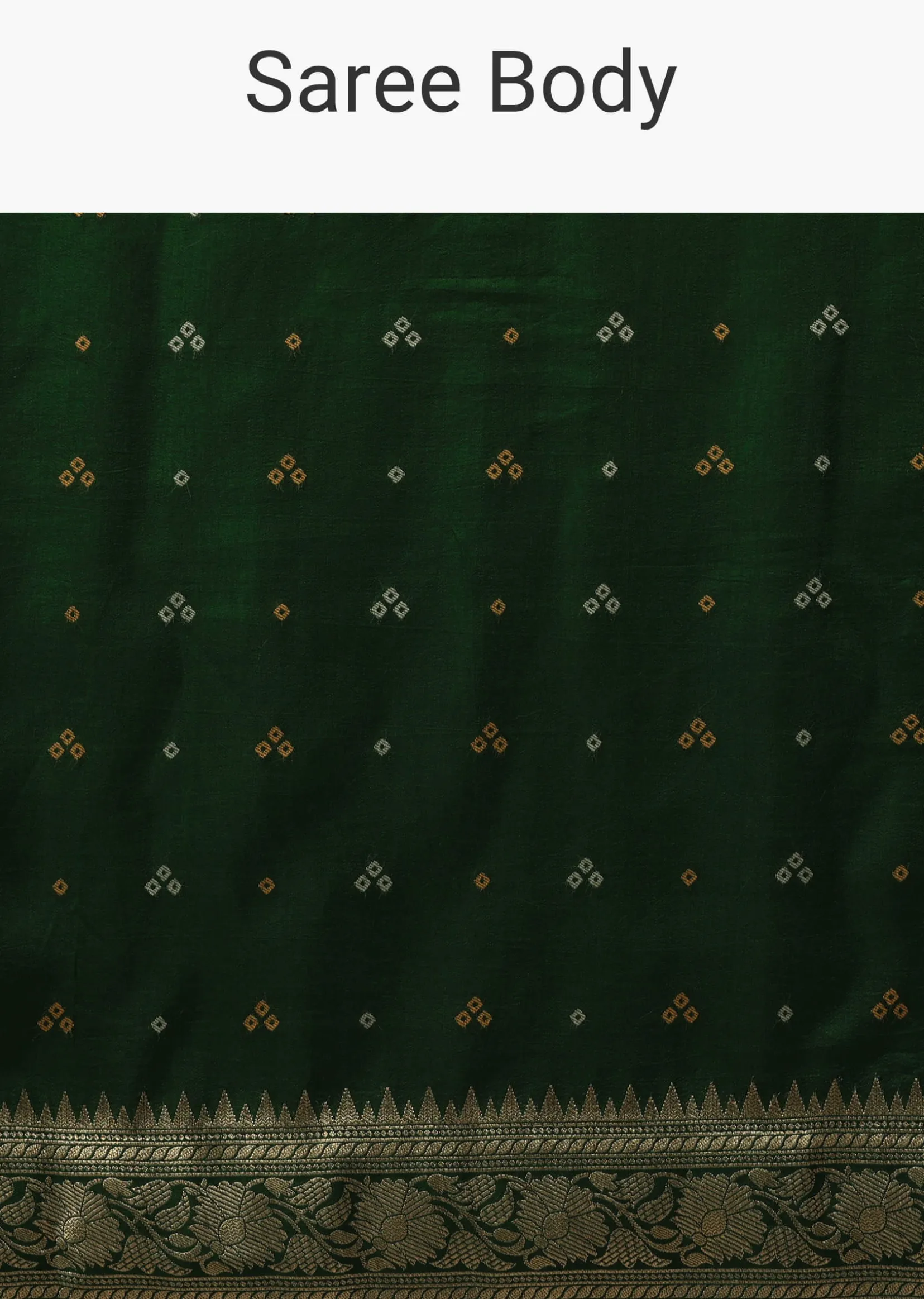 Deep Green Dola Silk Banarasi Saree With Bandhani Waeve