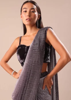 Deep Purple Ombre Shimmer Saree