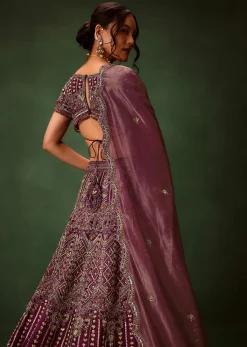 Deep Purple Raw Silk Lehenga Set
