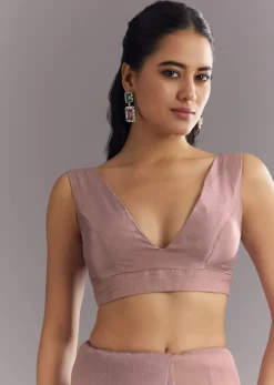 Dusky Lavender Organza Saree With Stones Cutdana Sequins Embroidery