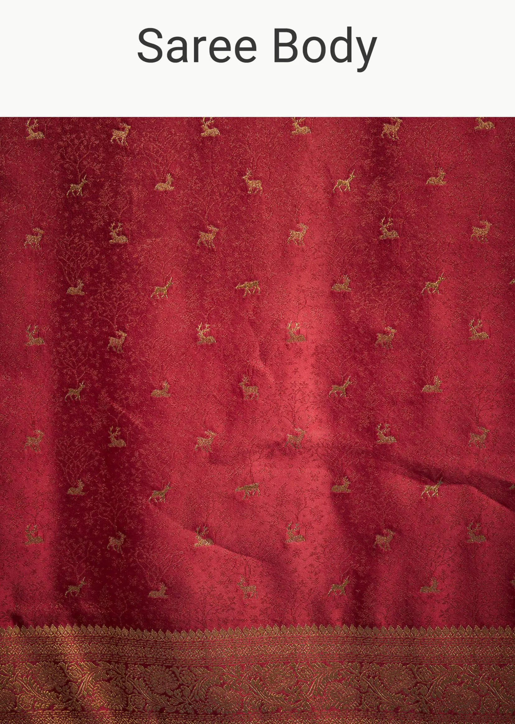 Dusky Orange Tissue Silk Saree With Zari Border And Butti Work
