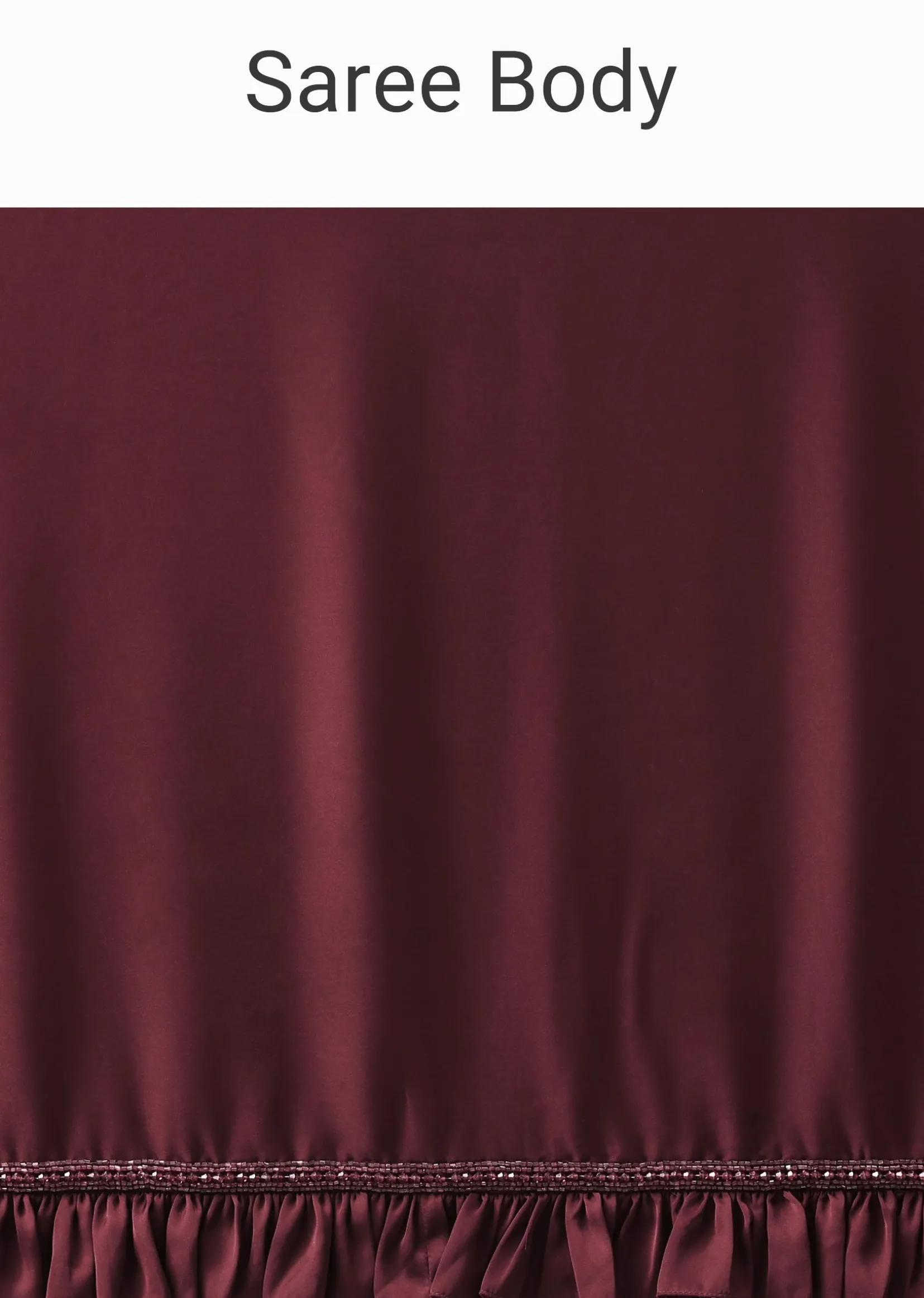 Dusty Maroon Satin Saree With Frilled Sleeved Blouses