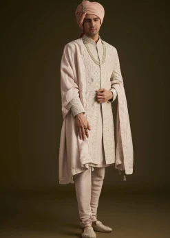 Dusty Pink Embroidered Sherwani Set