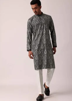 Elegant Black Silk Kurta Set For Men