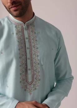 Elegant Blue Festive Kurta Set For Men