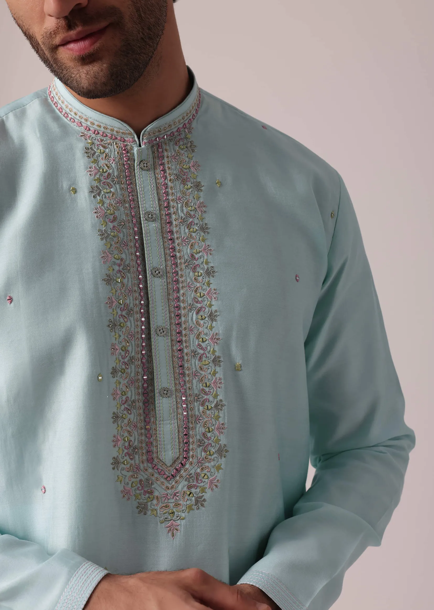 Elegant Blue Festive Kurta Set For Men