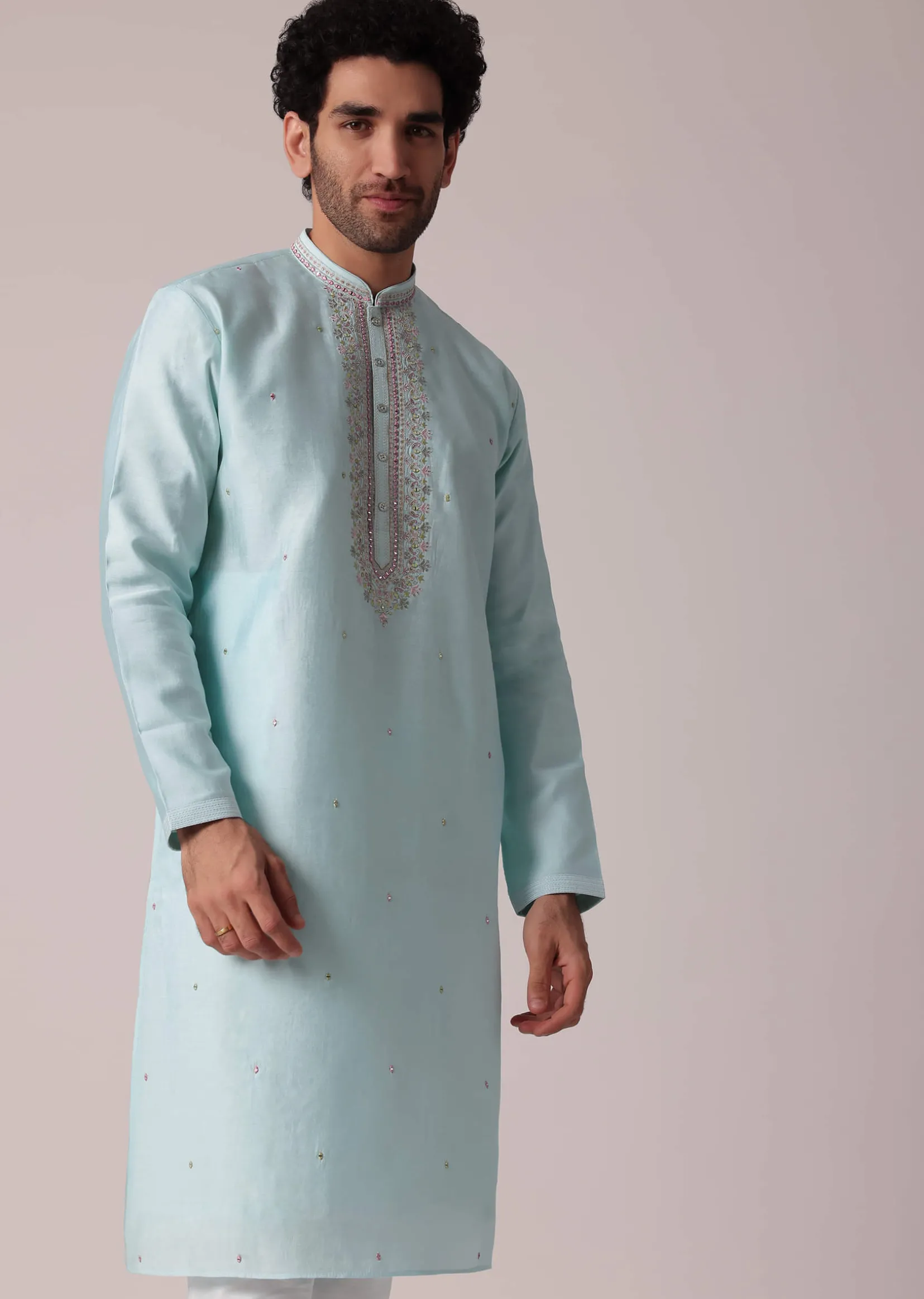 Elegant Blue Festive Kurta Set For Men