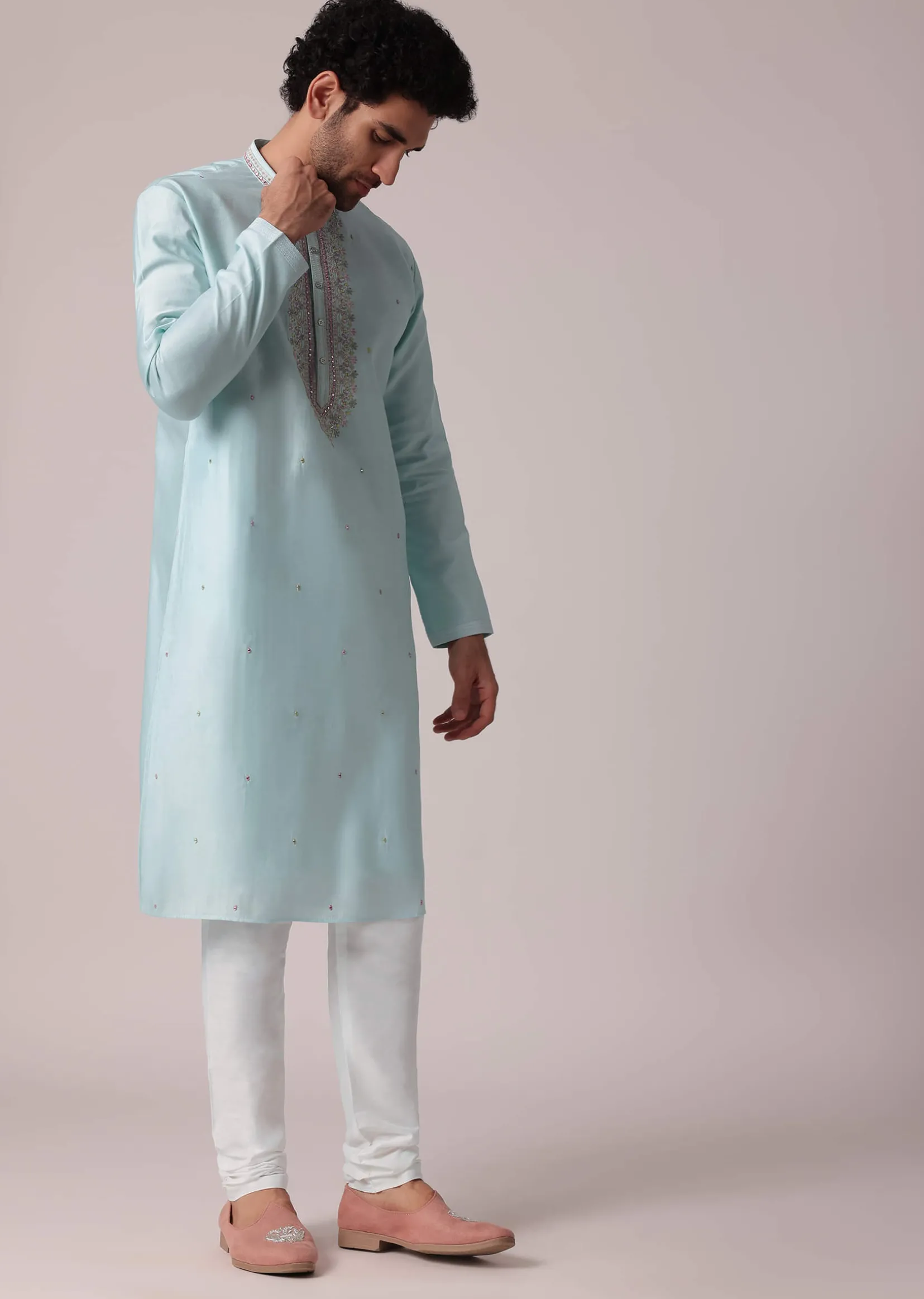 Elegant Blue Festive Kurta Set For Men
