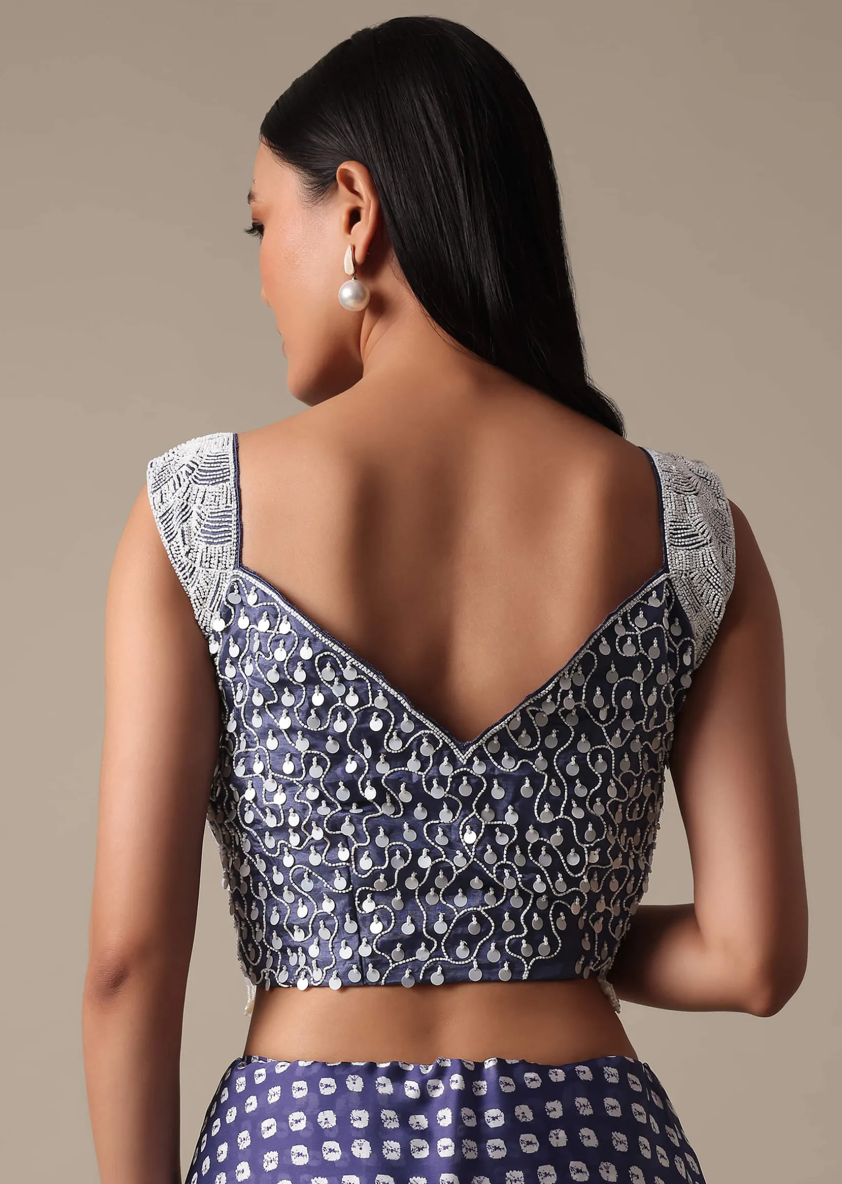 Elegant Blue Readymade Saree With Stitched Blouse