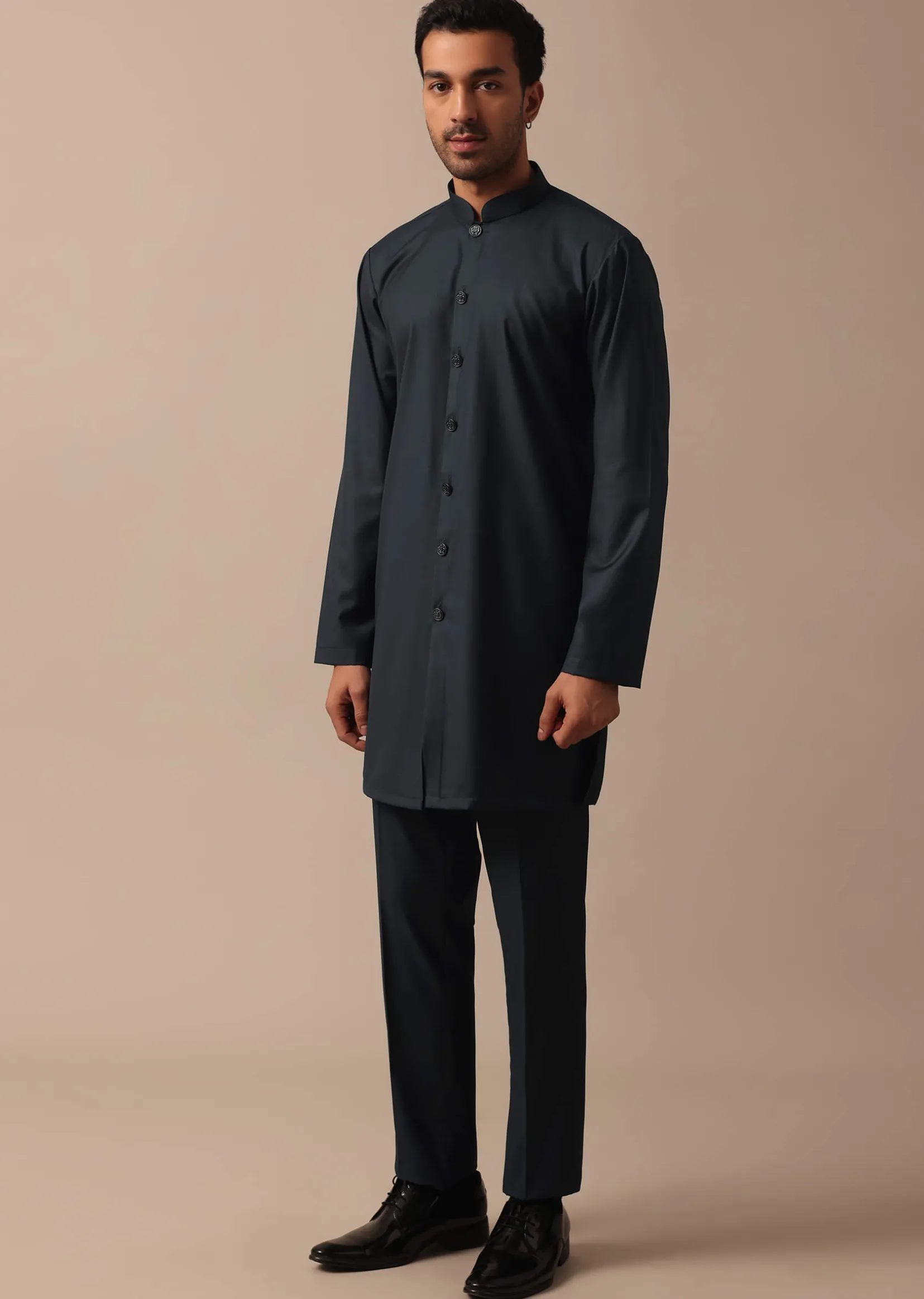 Elegant Grey Heavy Embroidered Indowestern For Grooms