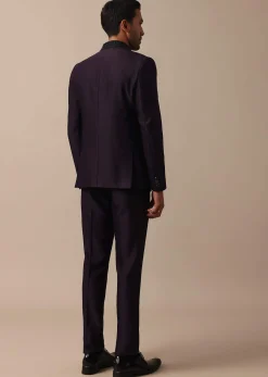 Elegant Intricate Embroidered Tuxedo Set in Purple