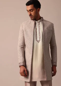 Elegant Peach Indowestern With Ombre Detailing