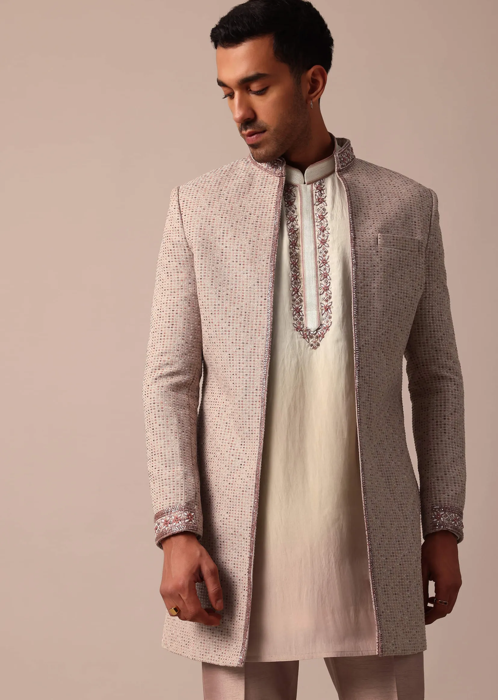 Elegant Peach Indowestern With Ombre Detailing
