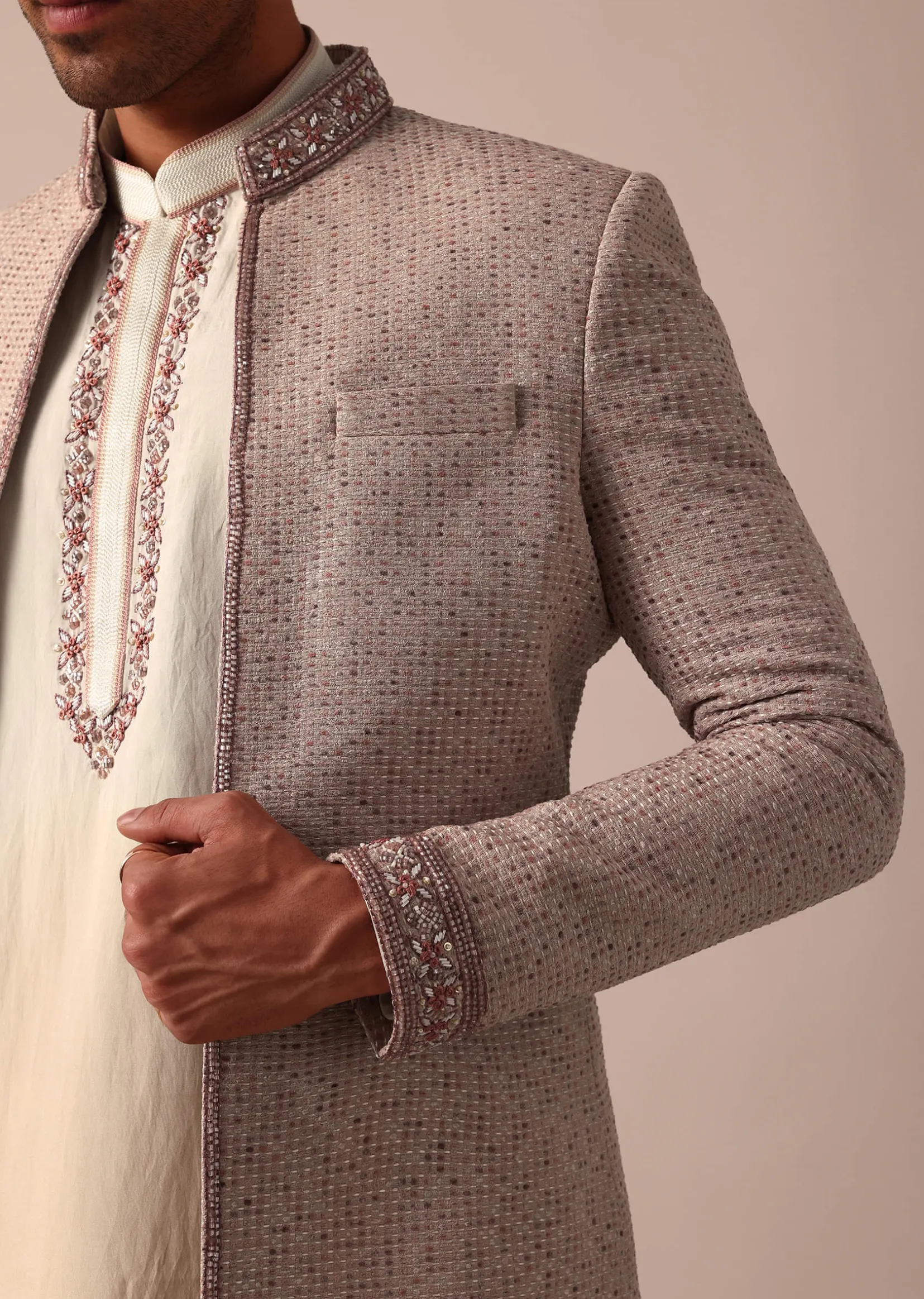 Elegant Peach Indowestern With Ombre Detailing
