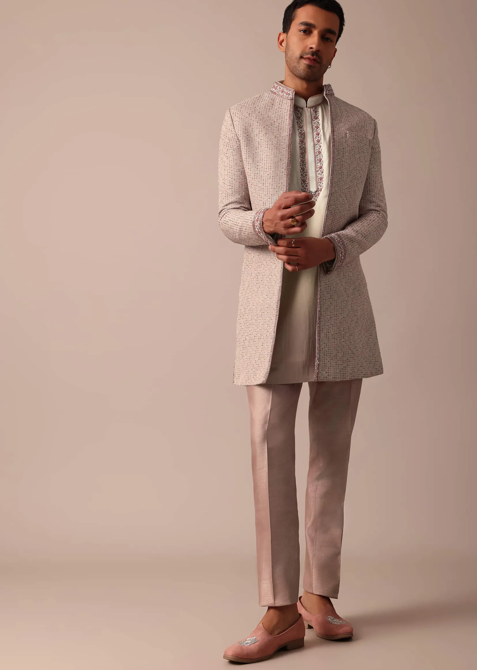 Elegant Peach Indowestern With Ombre Detailing