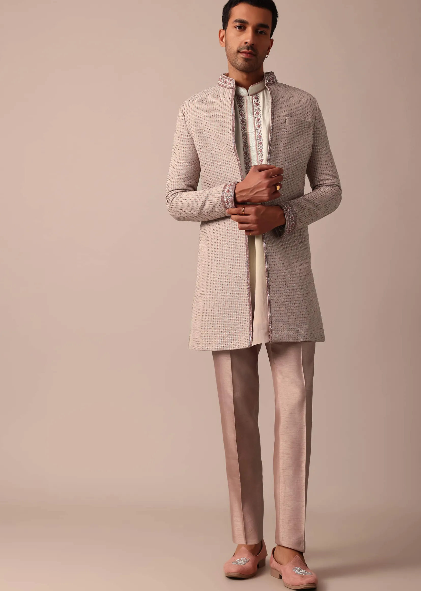Elegant Peach Indowestern With Ombre Detailing