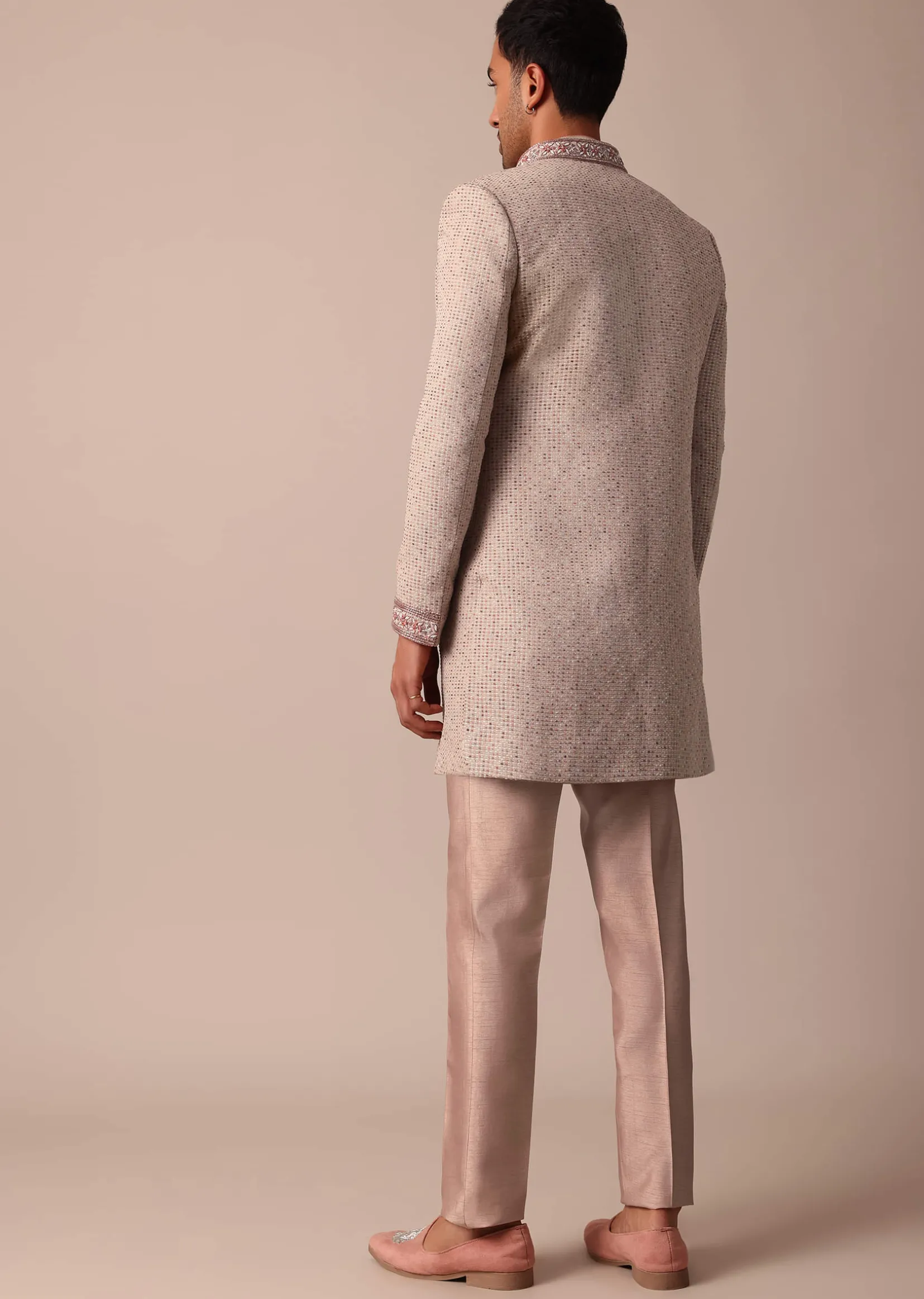 Elegant Peach Indowestern With Ombre Detailing