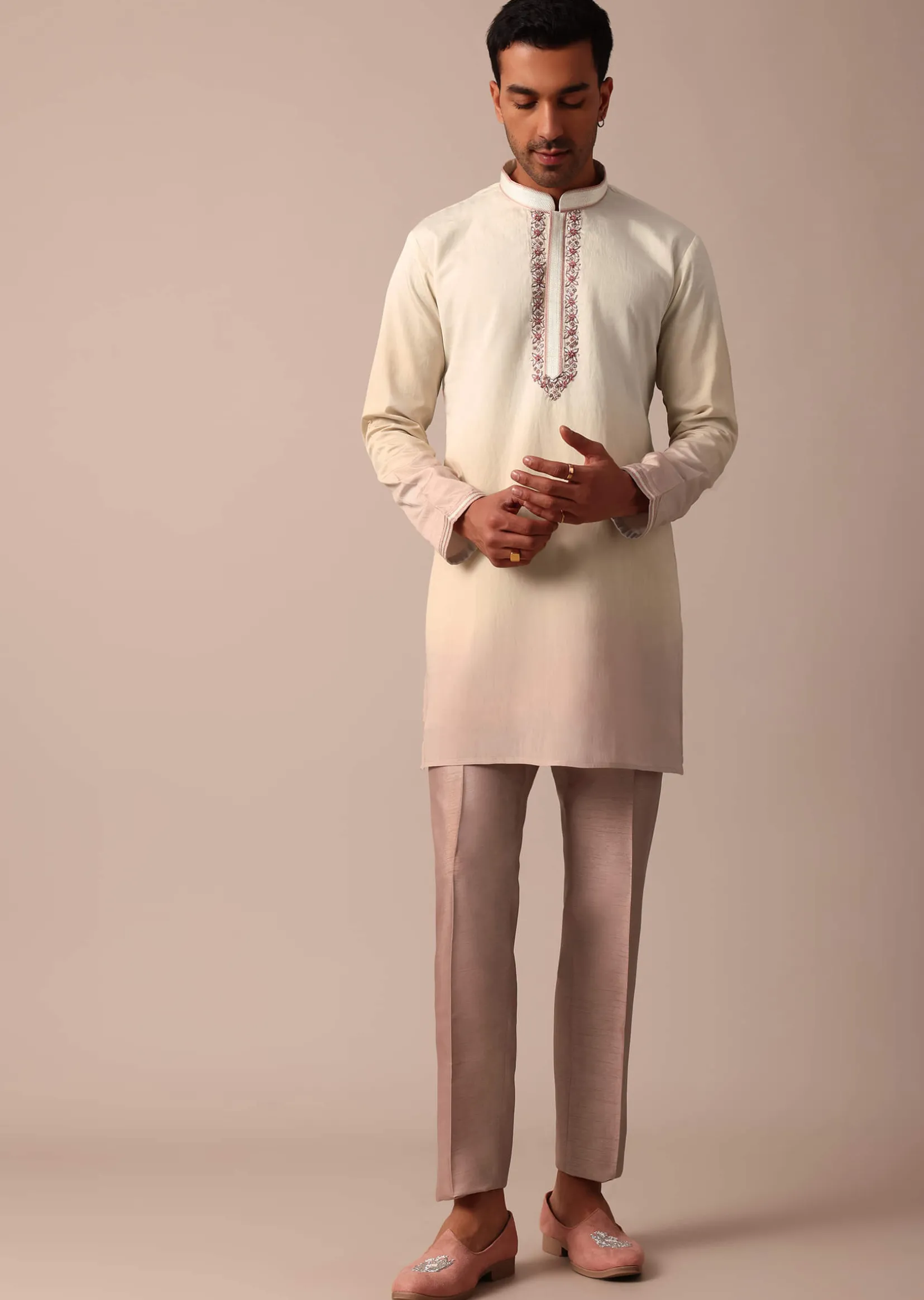 Elegant Peach Indowestern With Ombre Detailing