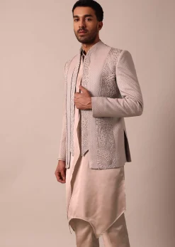 Elegant Stylish Peach Indowestern For Men