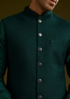 Emerald Green Rayon Kurta Jacket Set
