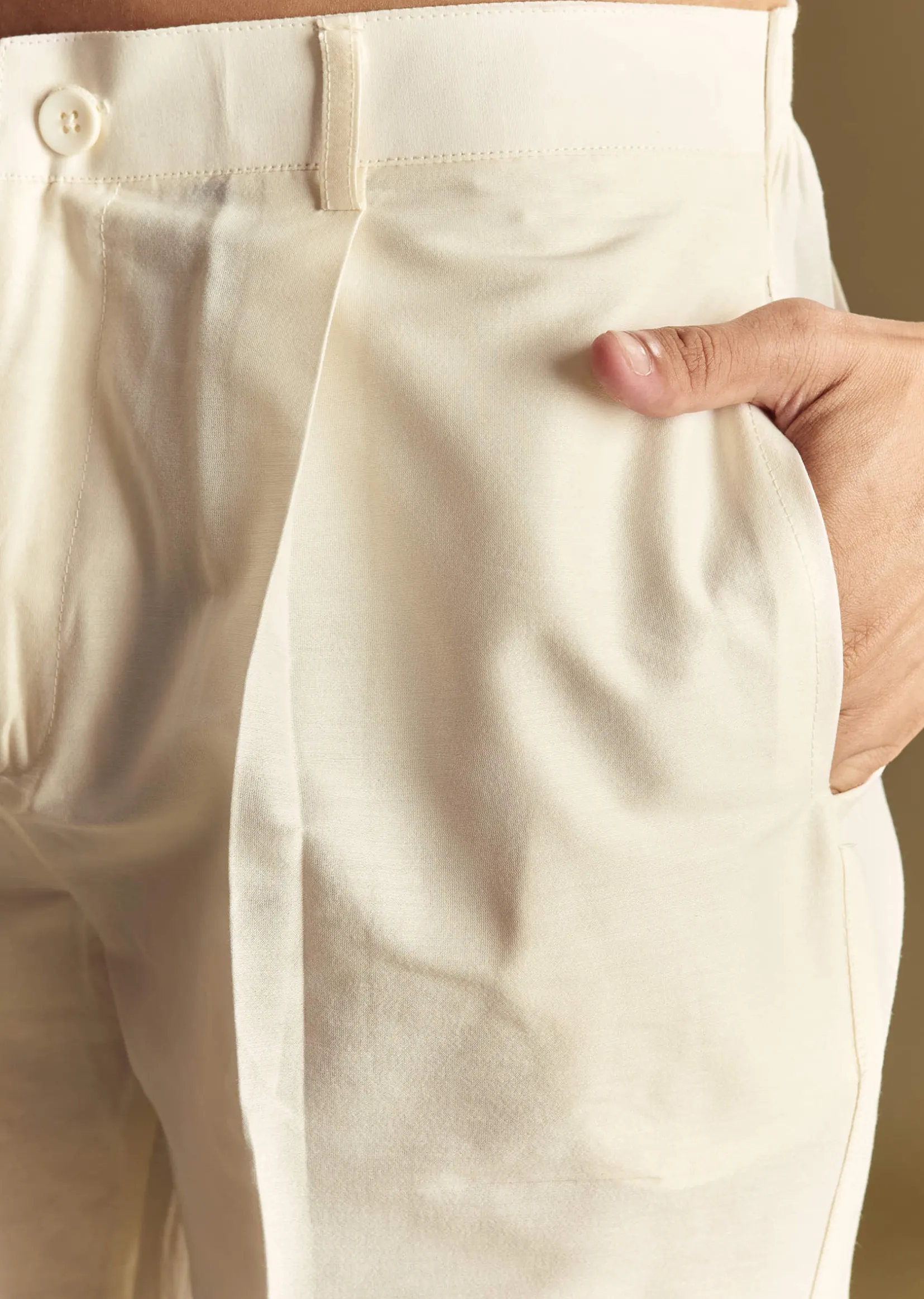 Floral Beige Linen Kurta Set