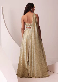 Glam Gold Lehenga Set In In Knit Strechable Fabric