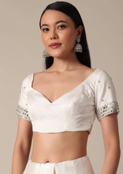 Glamorous White Chinnon Saree With Stone Embellishments