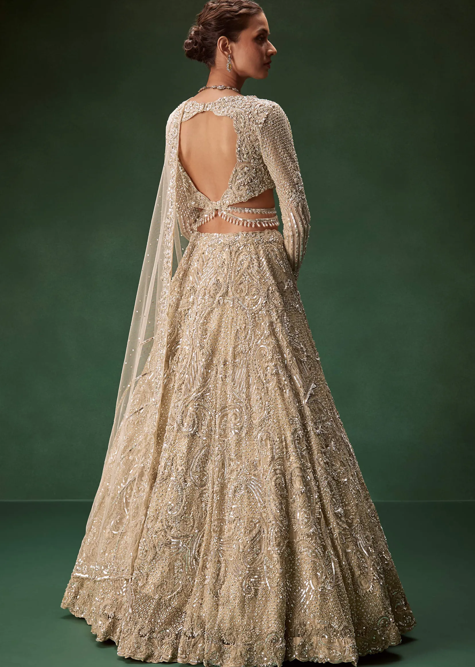 Gold Bridal Lehenga With Heavy Zari And Sequin Detailing