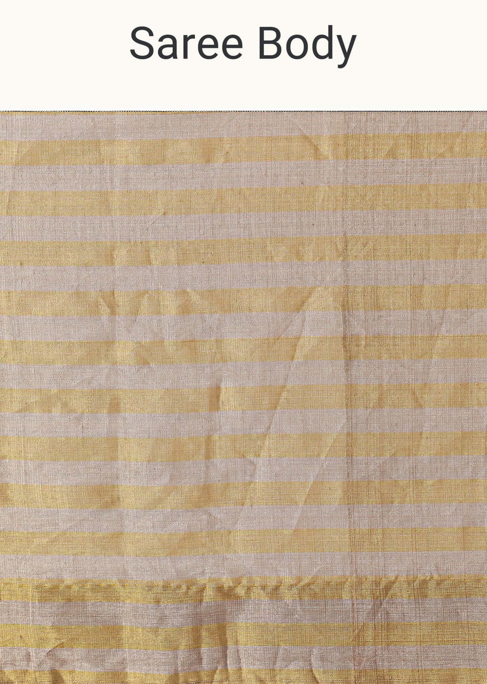 Gold Chanderi Tissue Saree With Pipe Finish Stitched Blouse
