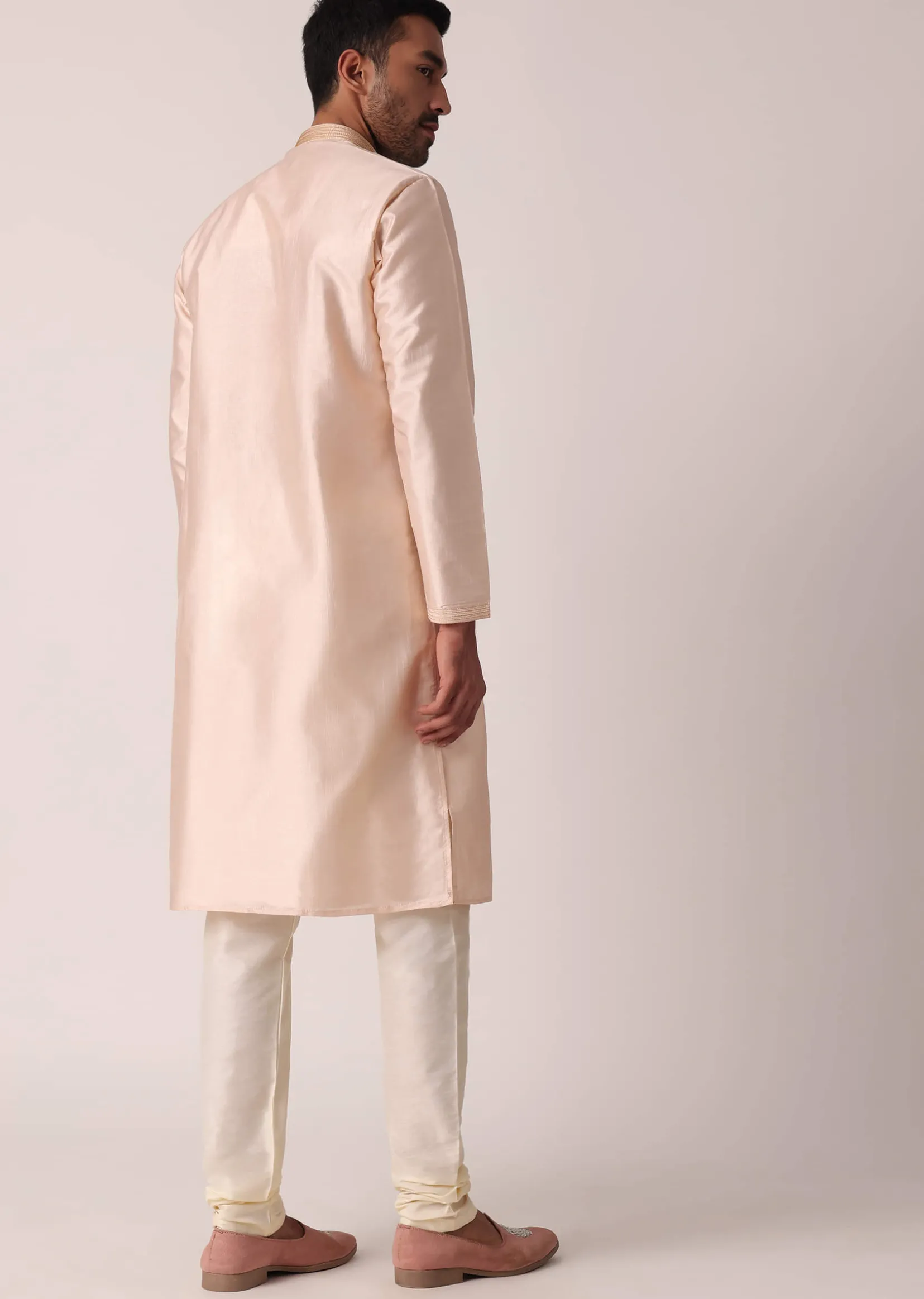 Gold Embroidered Kurta Set For Men