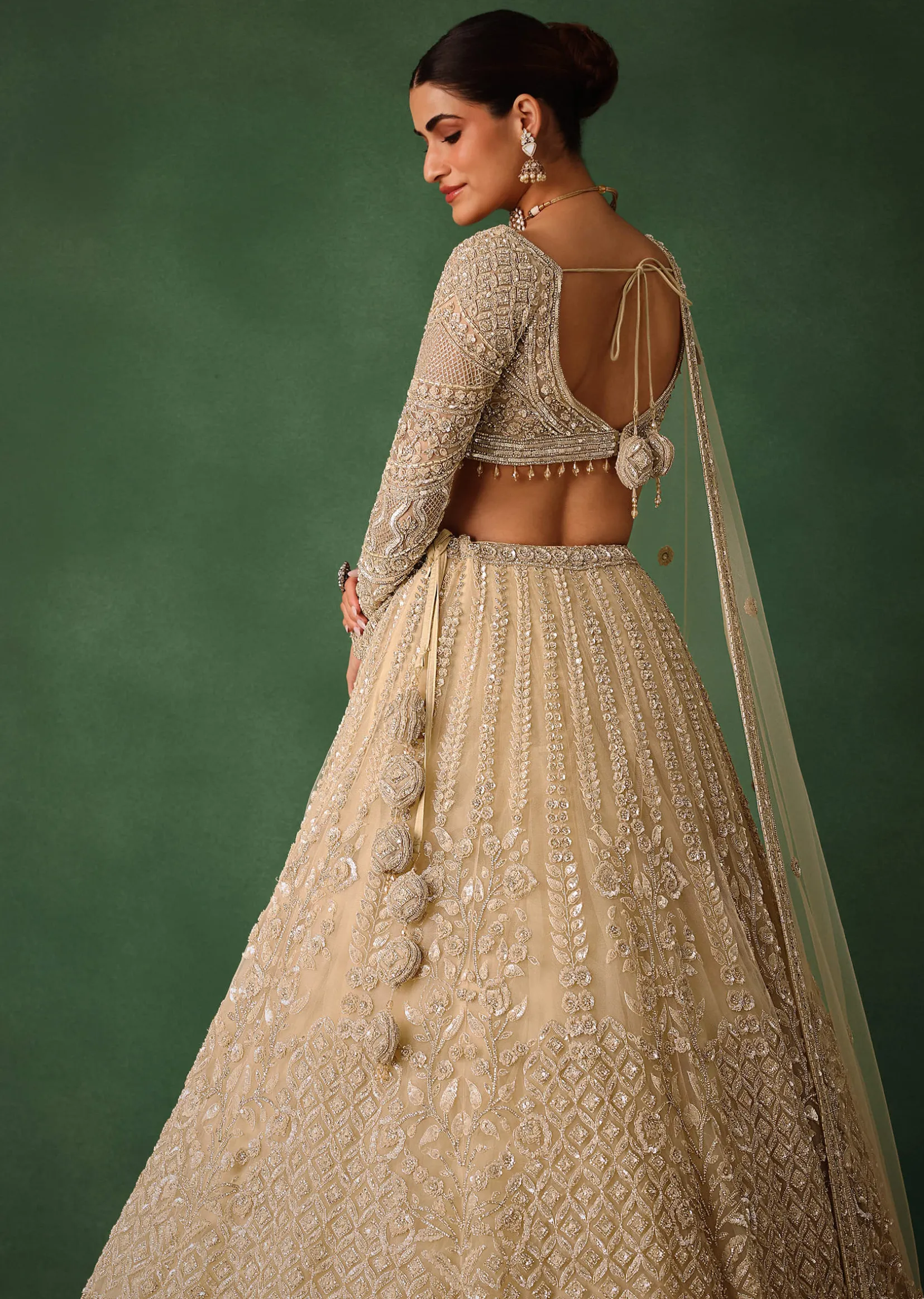 Gold Hand Embroidered Lehenga Set In Raw Silk With Dupatta