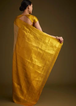 Gold Kanjivaram Silk Saree With Golden Zari Detailing